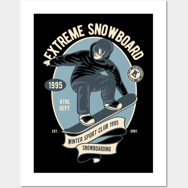 Extreme Snowboarding, Vintage Retro Classic Wall Art by CoApparel